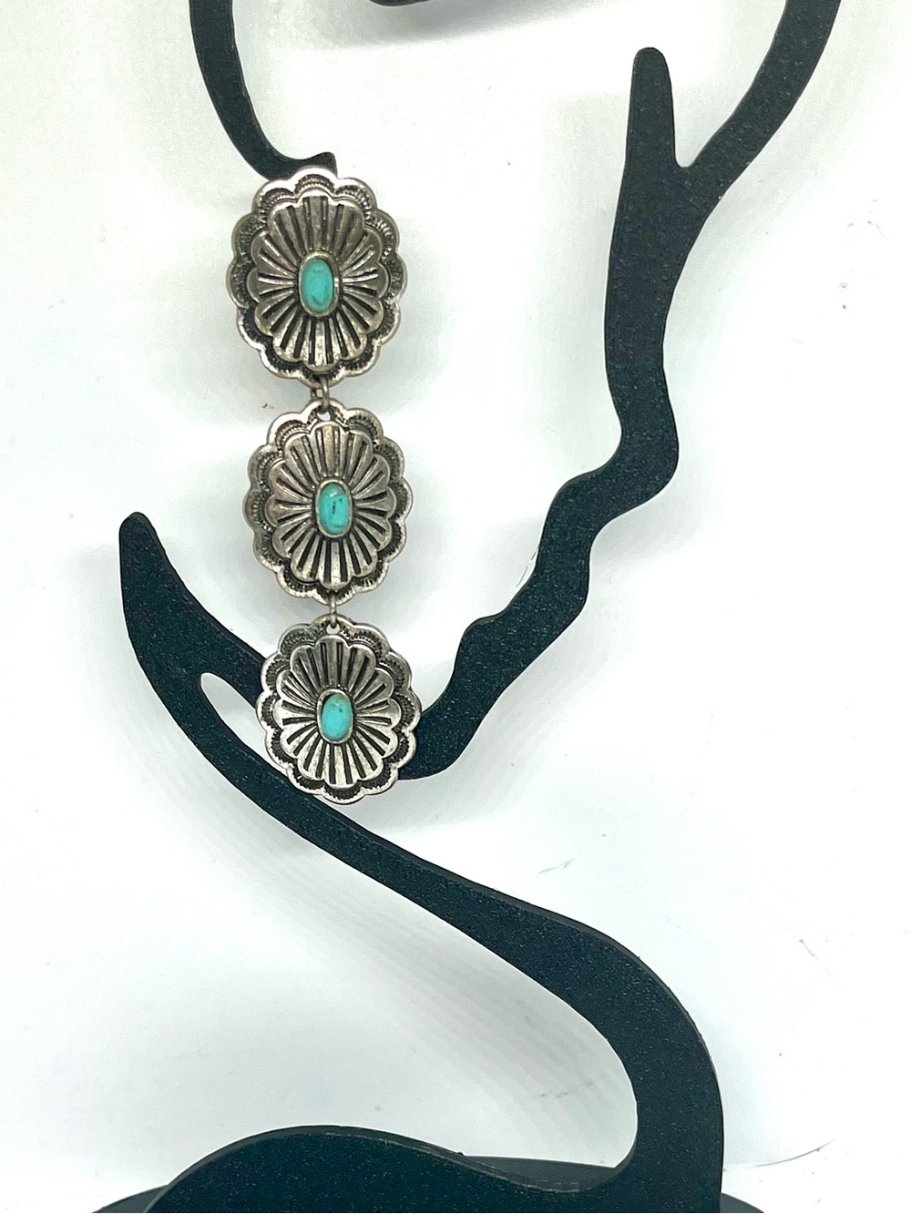 Triple Concho Turquoise Earrings